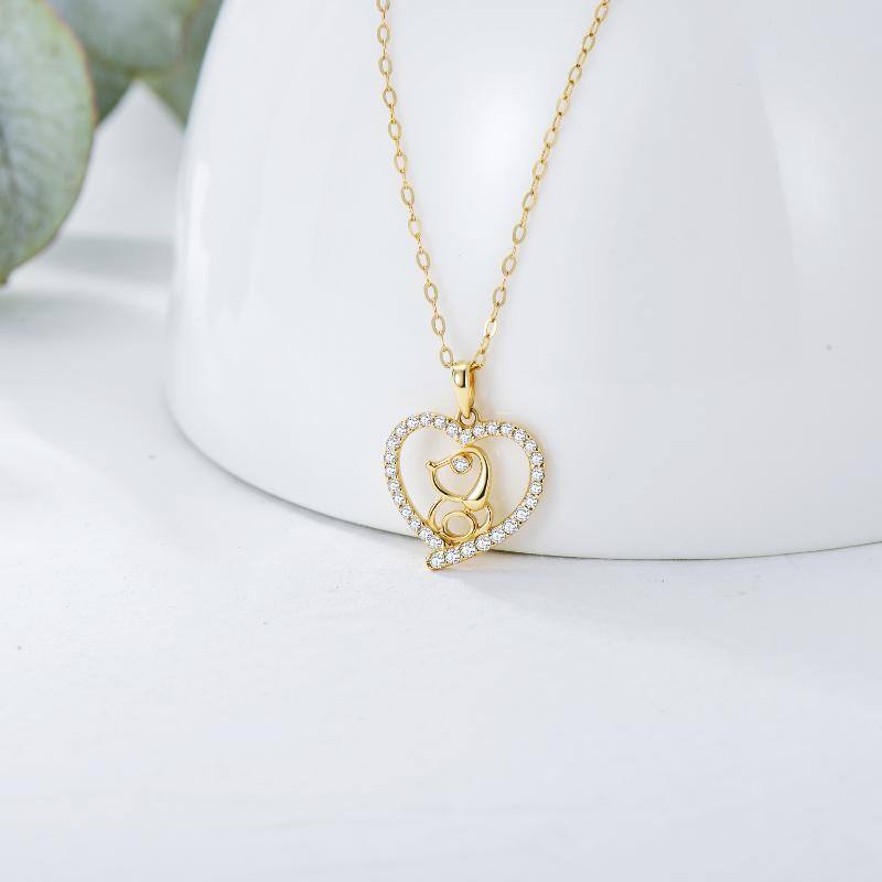 14K Gold Cubic Zirconia Dog Pendant Necklace