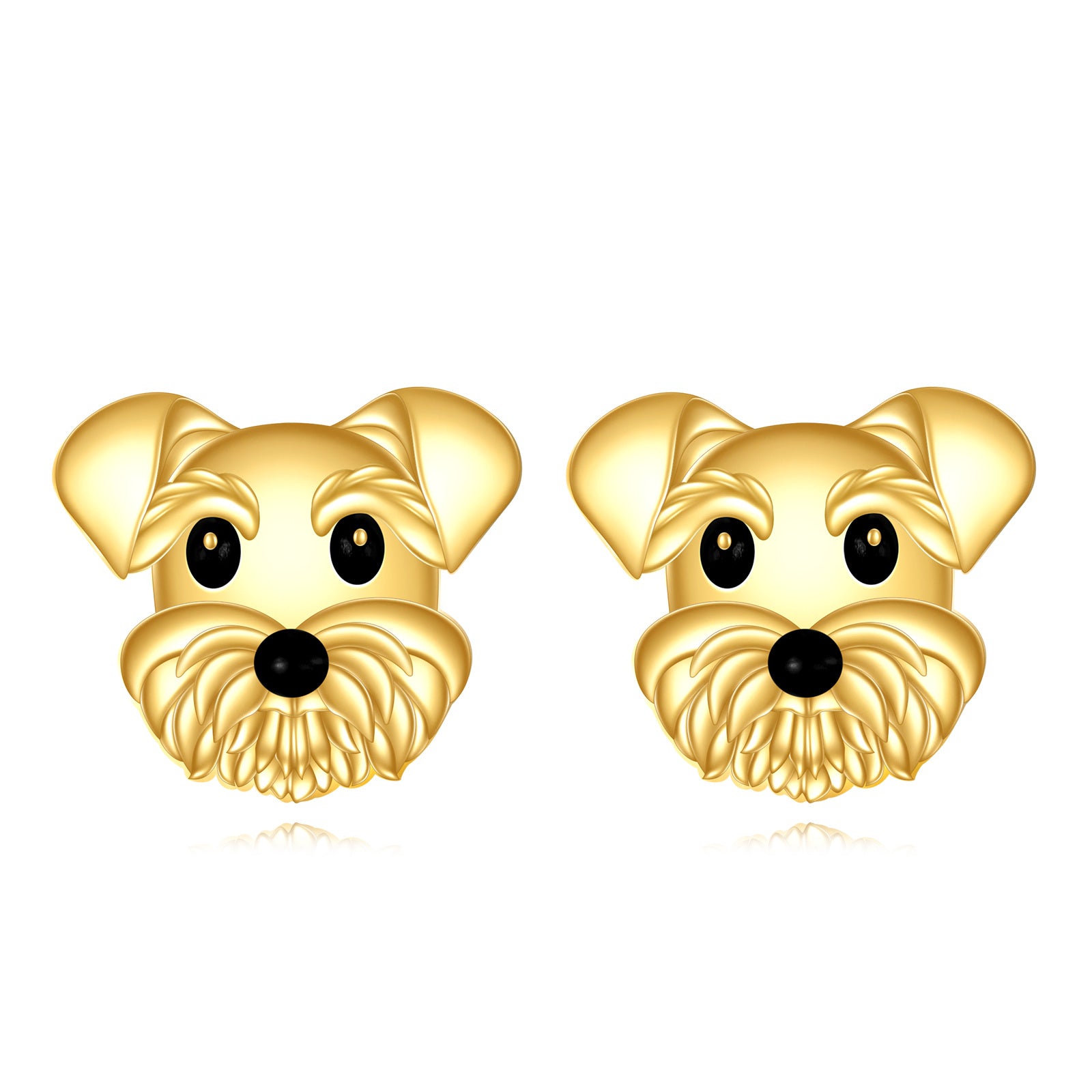 14K Gold Dog Stud Earrings
