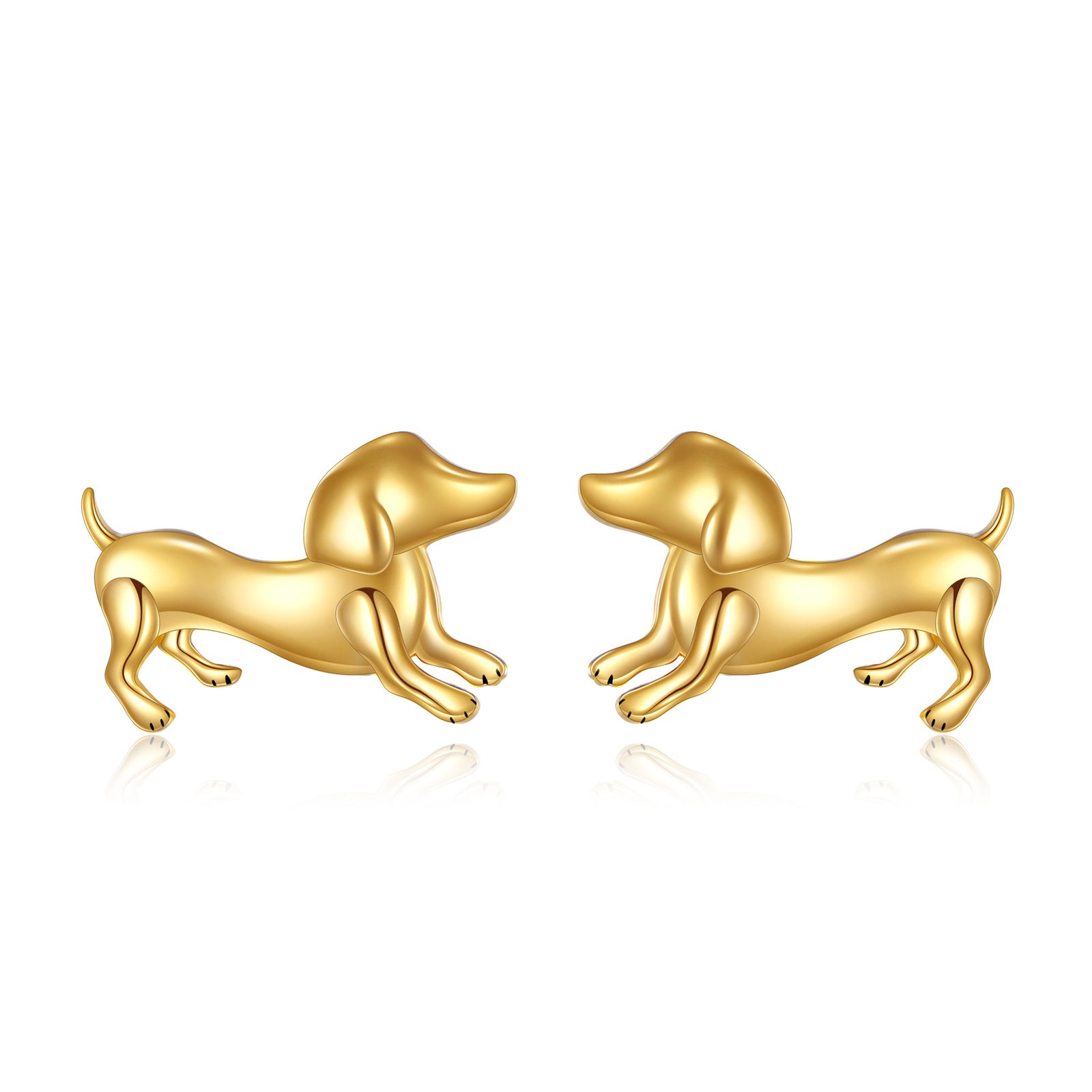 14K Gold Dog Stud Earrings