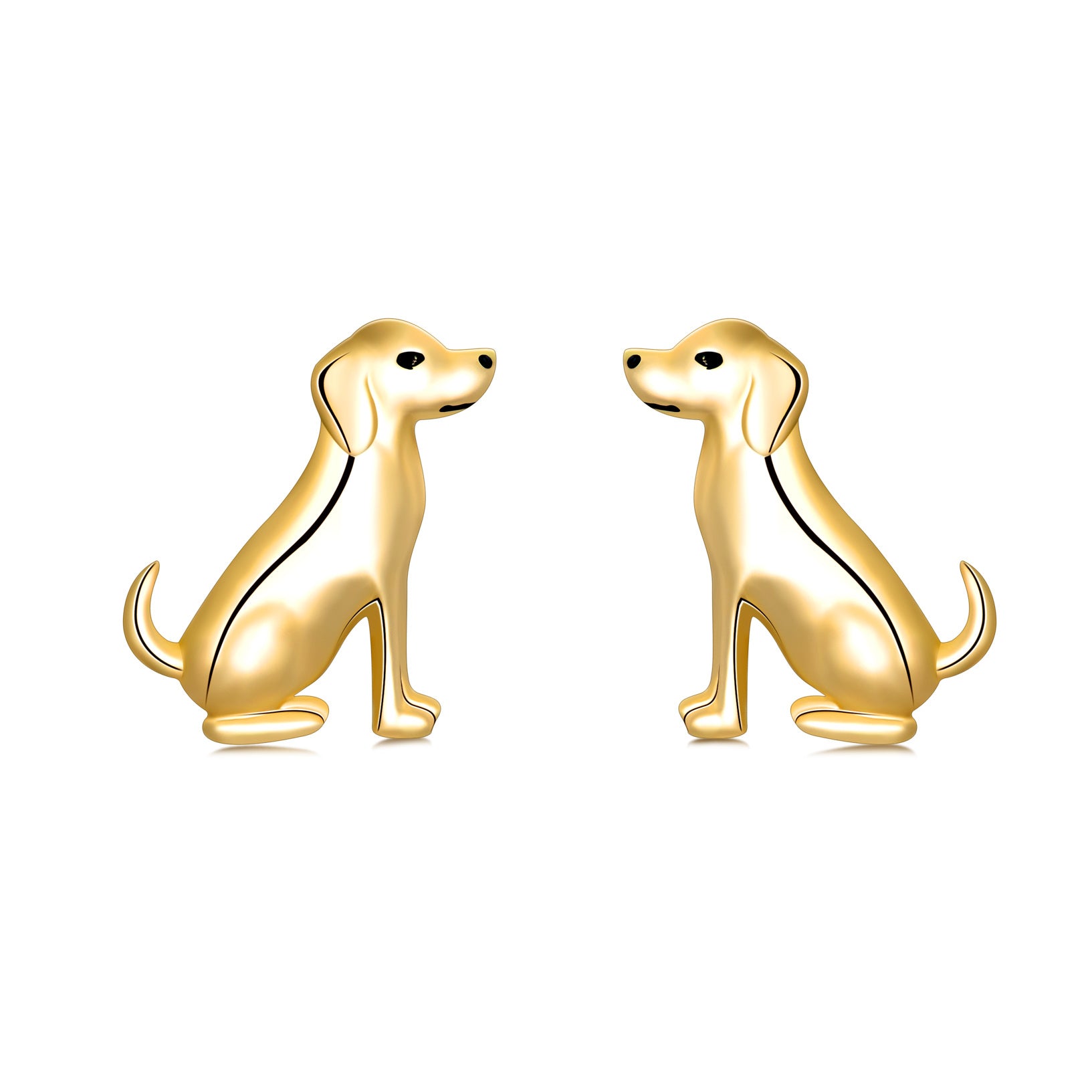 14K Gold Dog Stud Earrings