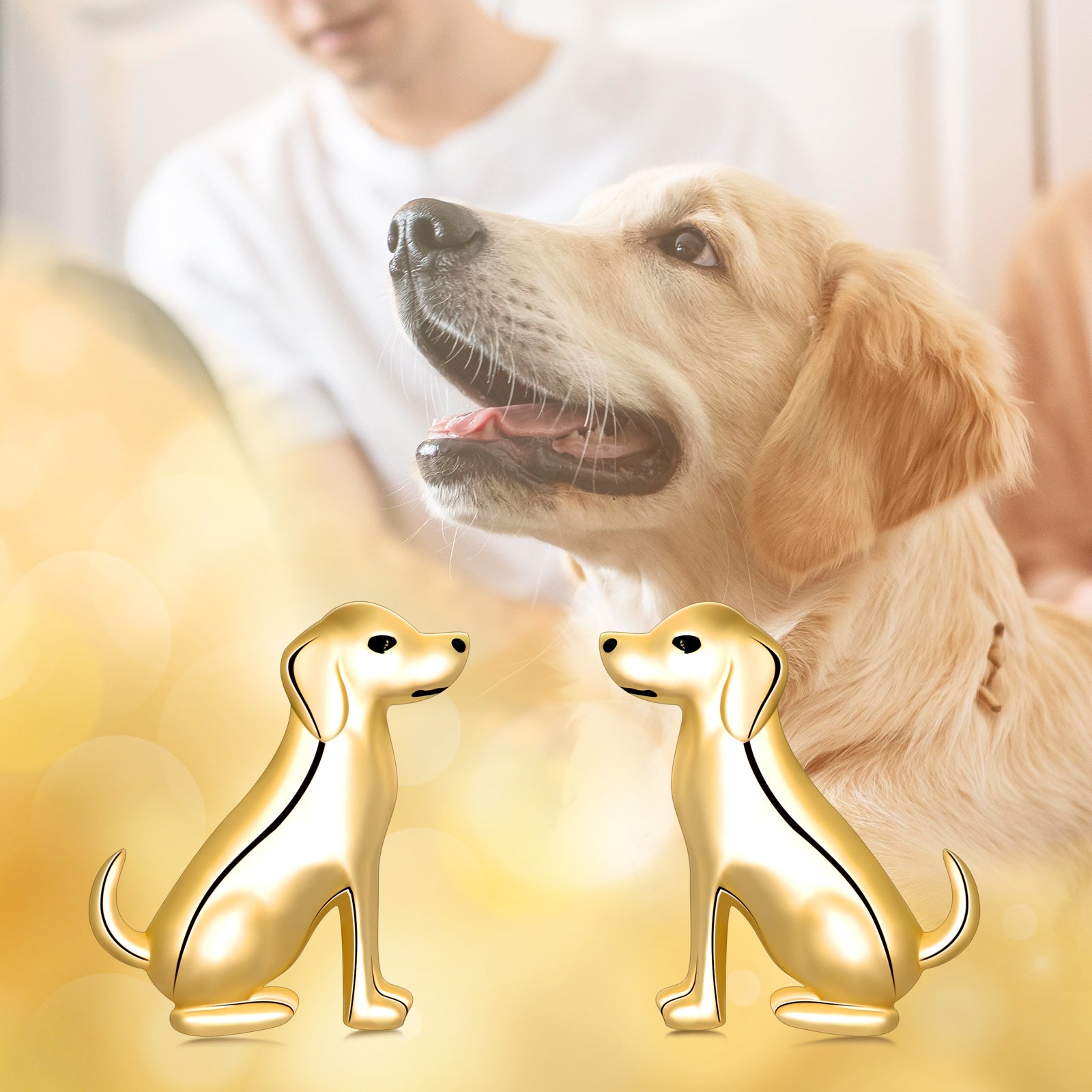 14K Gold Dog Stud Earrings