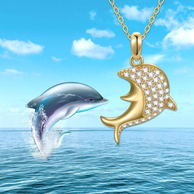 14K Gold Dolphin Pendant Necklace