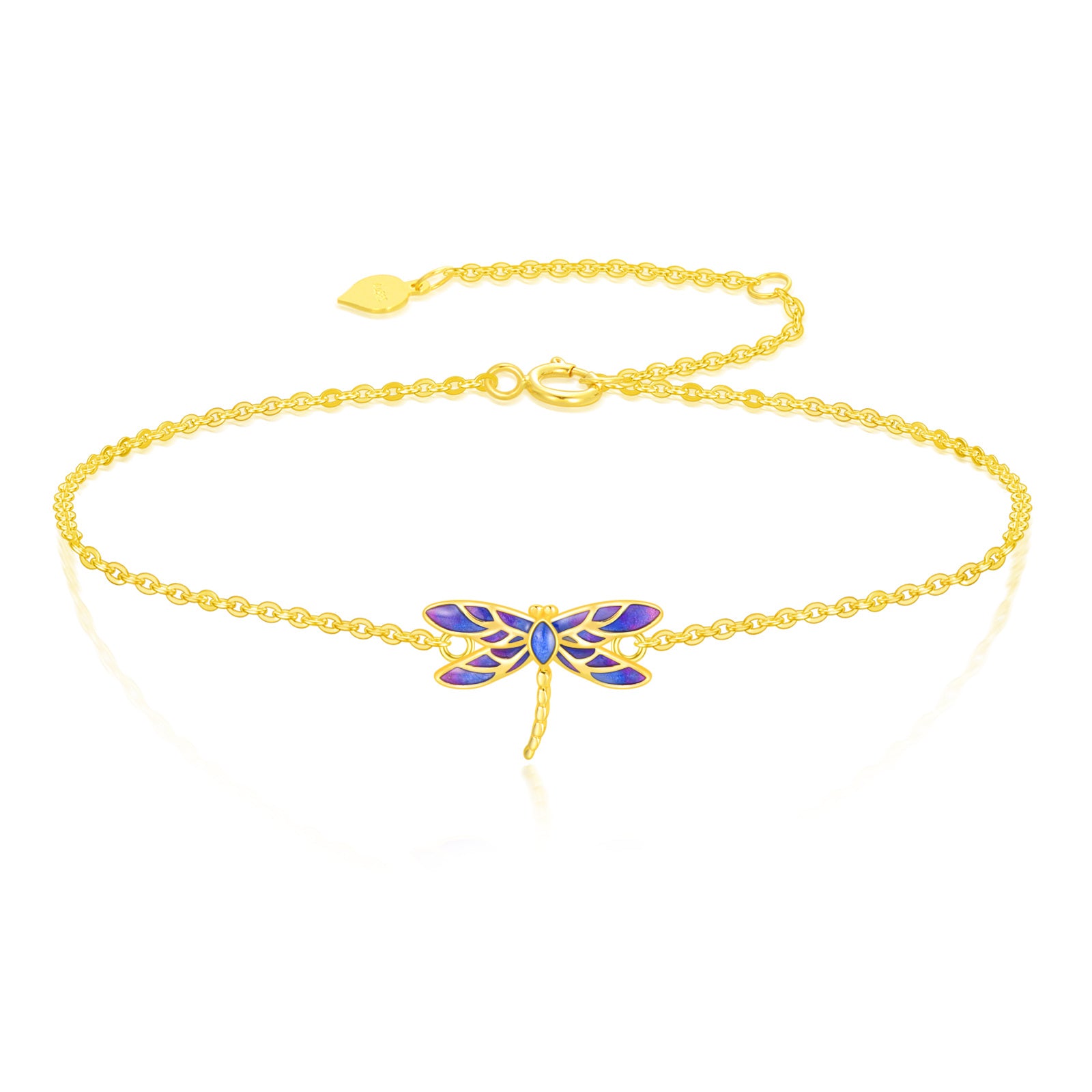 14K Gold Dragonfly Charm Bracelet