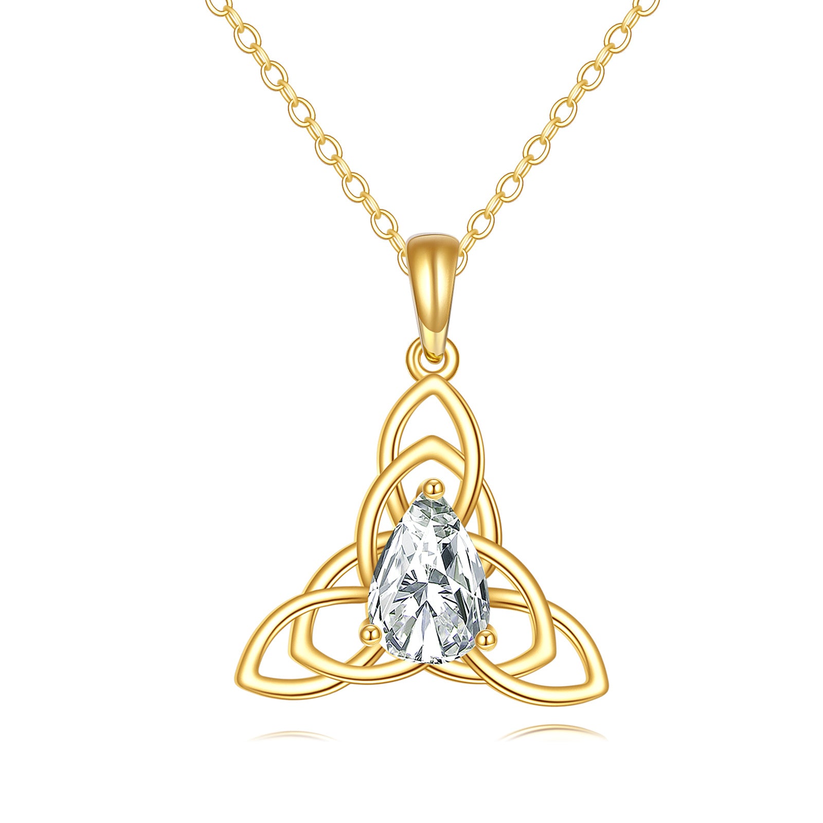 14K Gold Drop Personalized Birthstone Celtic Knot Necklace for Women