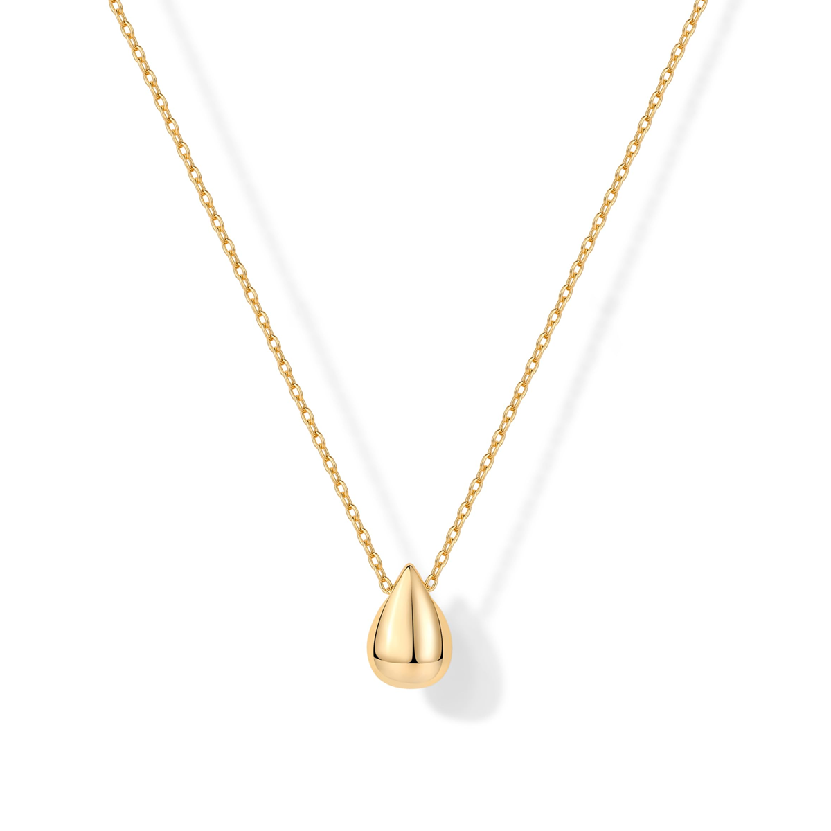 14K Gold Drop Shape Pendant Necklace