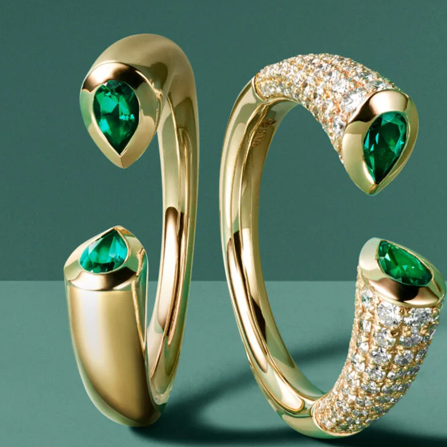 14K Gold Emerald Personalized Engraving & Open Ring