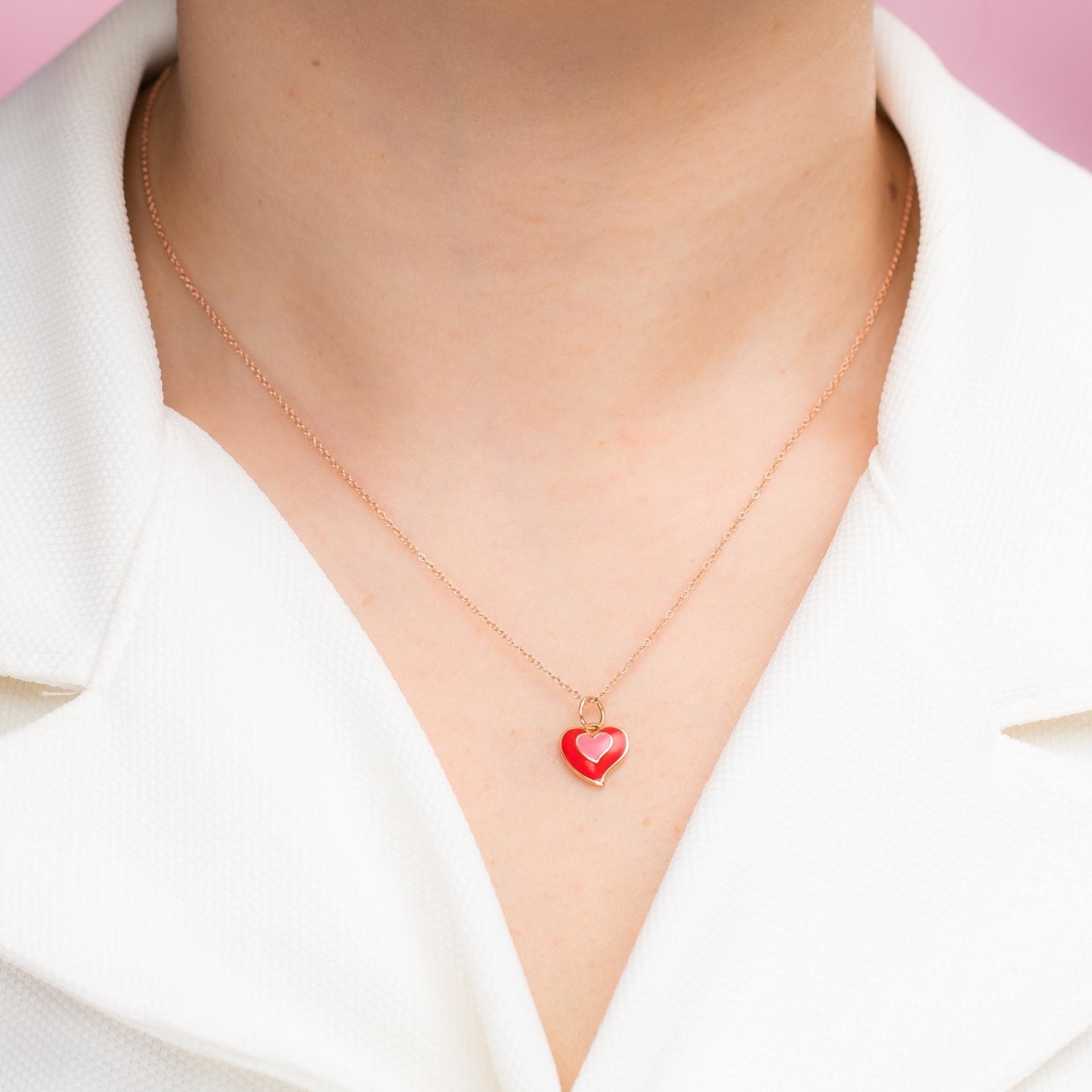 Red Enamel Heart Necklace