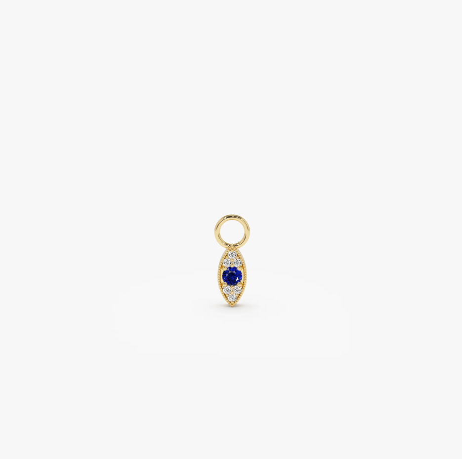 14k Gold Evil Eye Hoop Charm