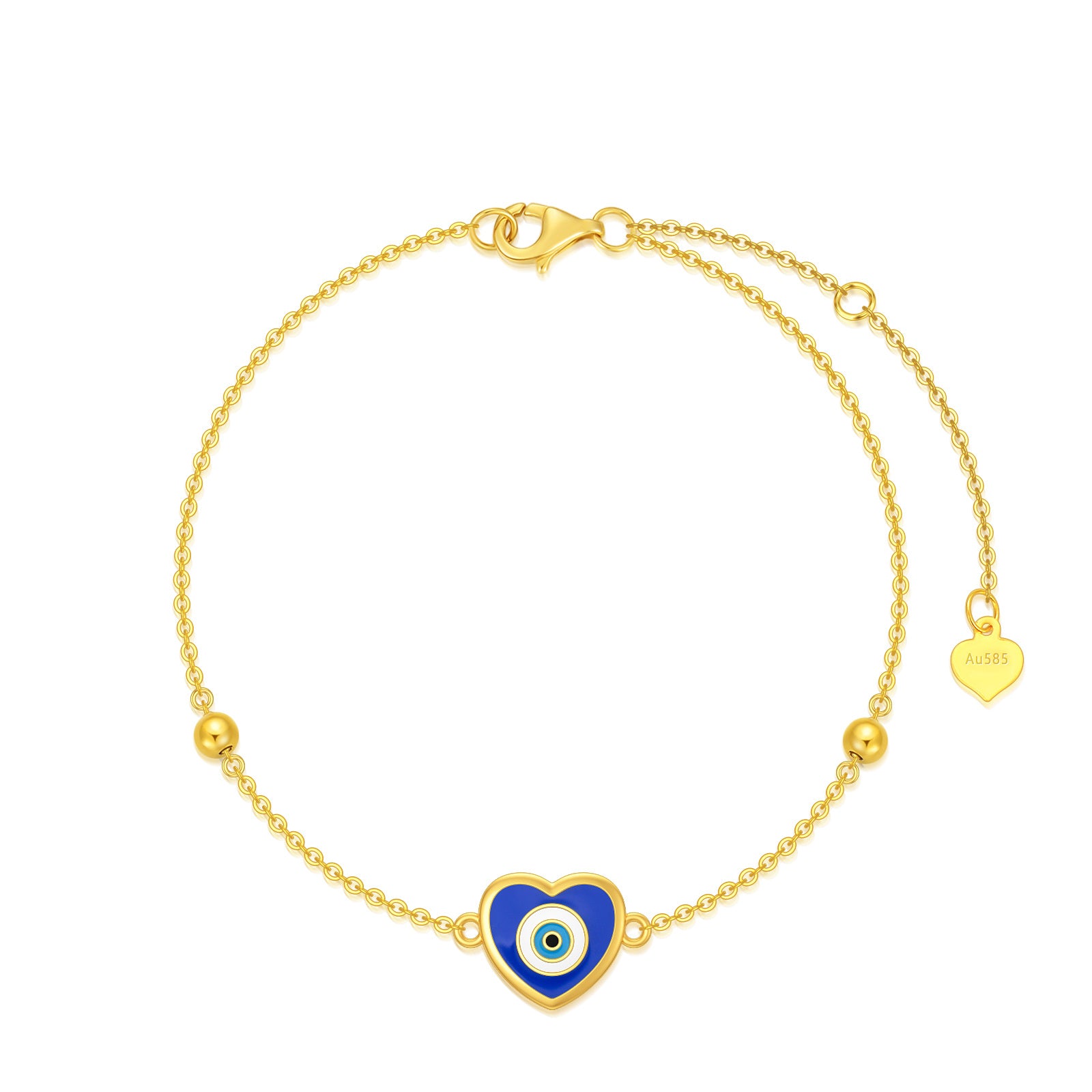 14K Gold Evil Eye Charm Bracelet