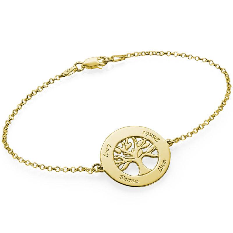 14K Gold Family Tree Bracelet with Engraving