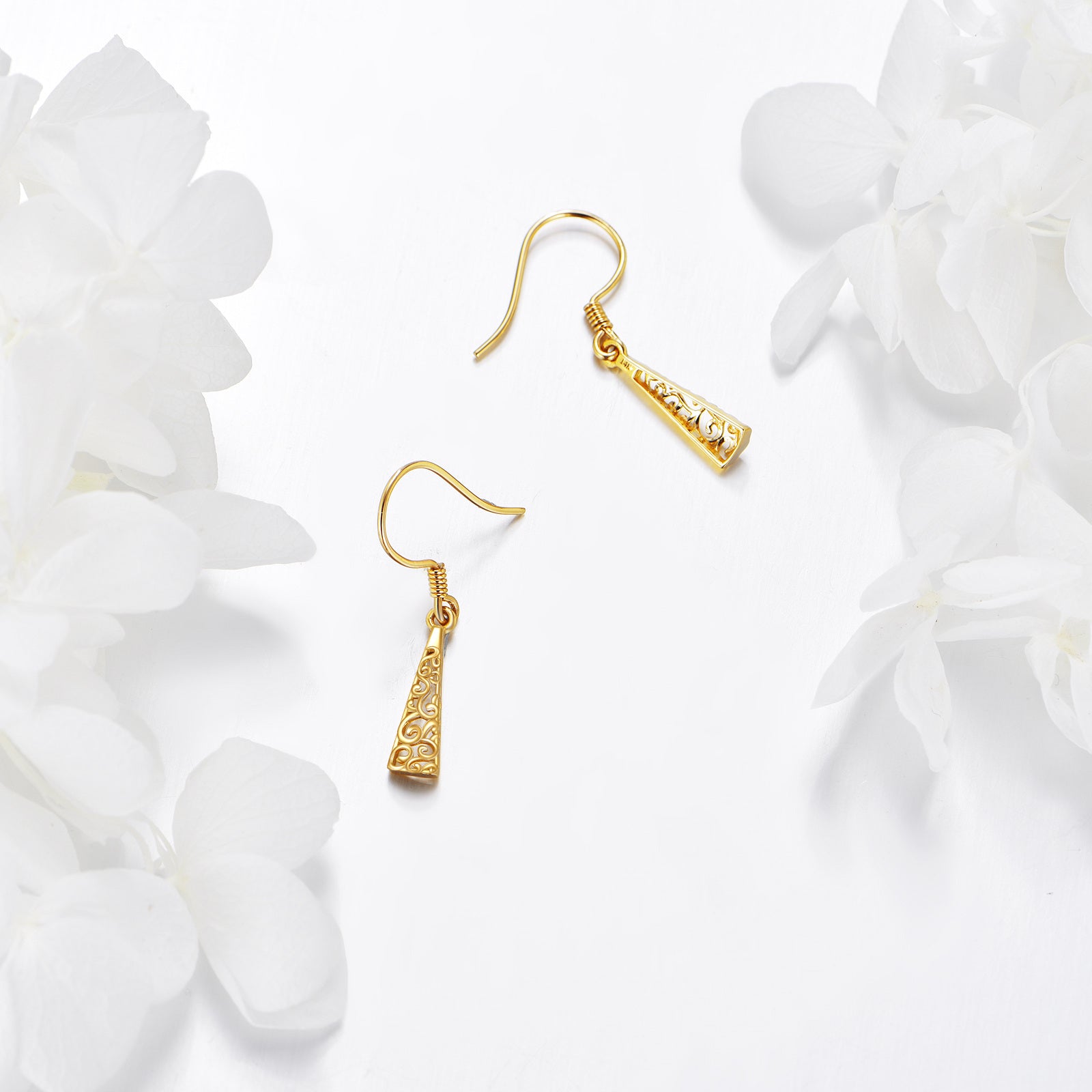 14K Gold Flower Of Life Drop Earrings