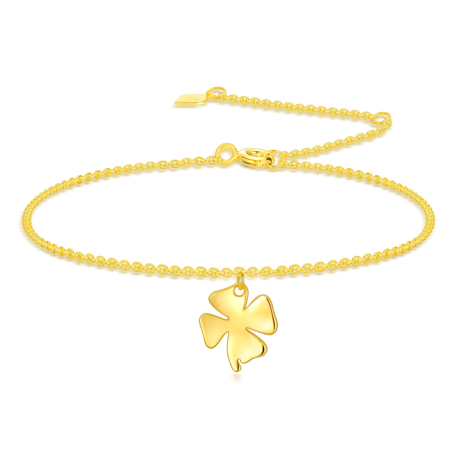 14K Gold Four Leaf Clover Charm Bracelet