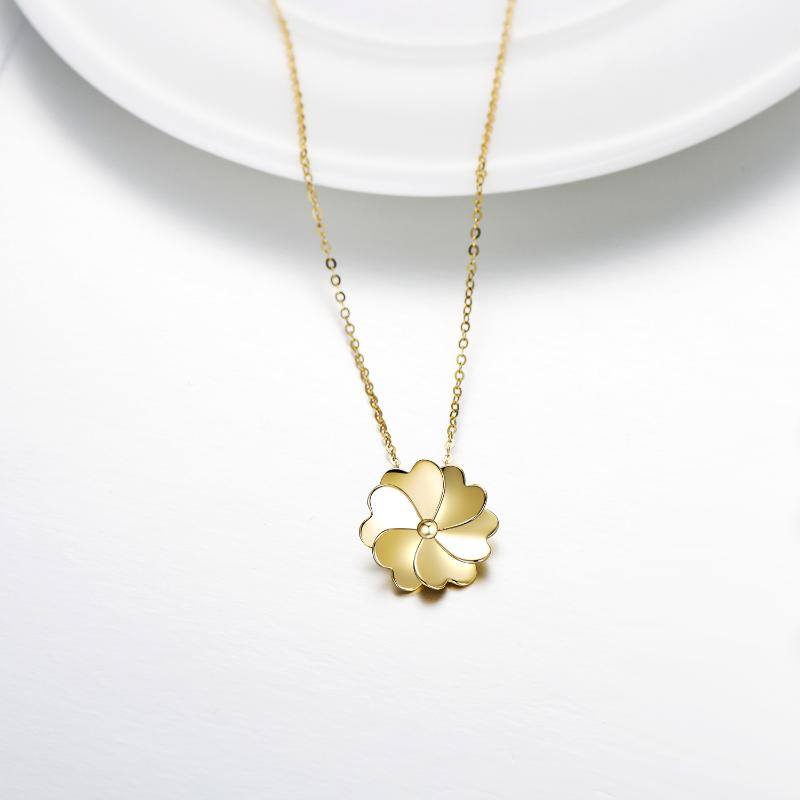 14K Gold Four-leaf Clover Pendant Necklace