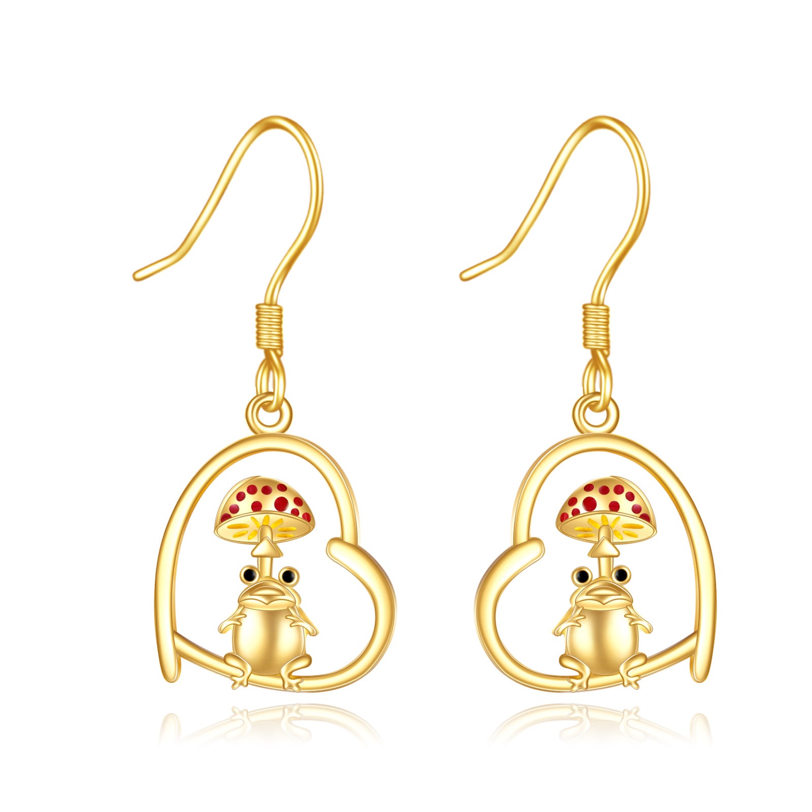 14K Gold Frog Drop Earrings
