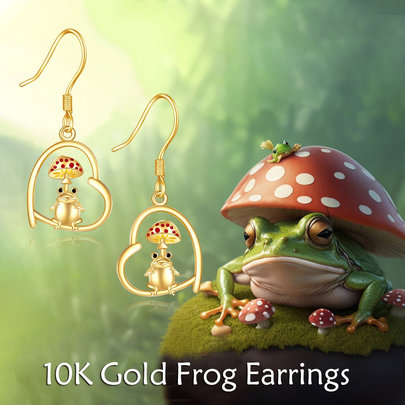 14K Gold Frog Drop Earrings