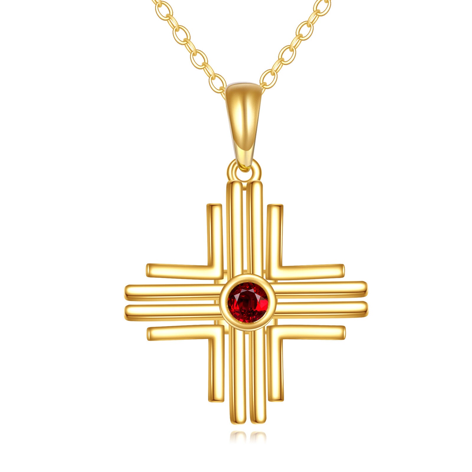 14K Gold Cubic Zirconia Cross Pendant Necklace