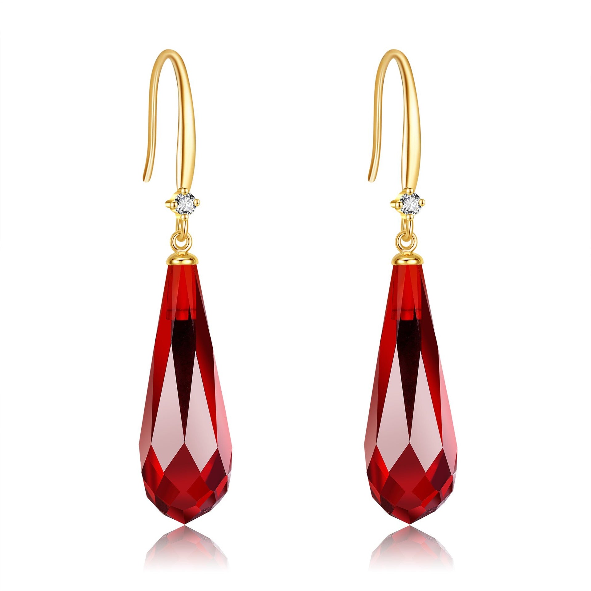 14K Gold Garnet Drop Earrings