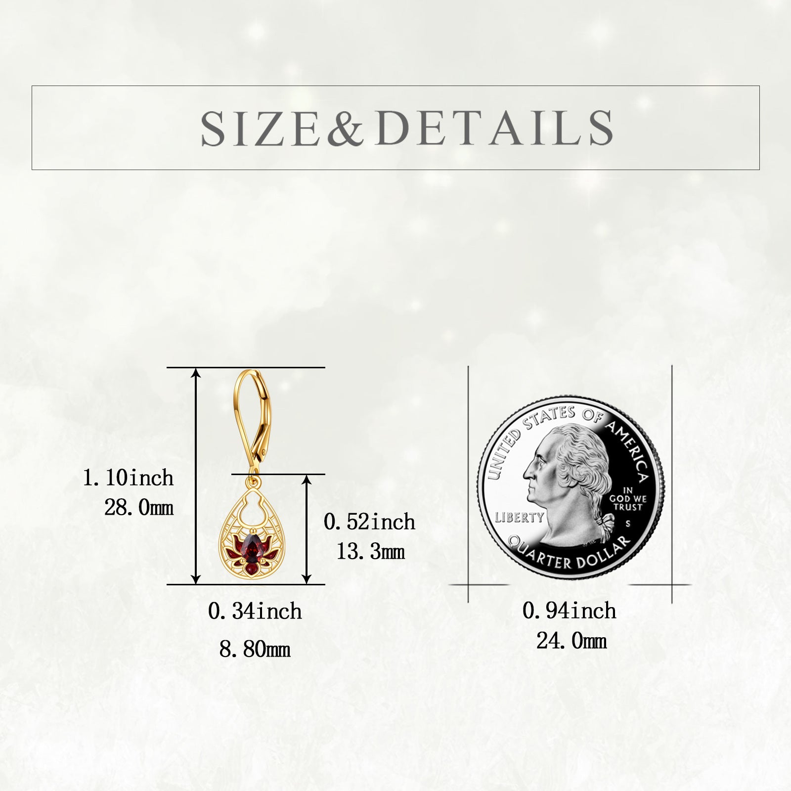 14K Gold Garnet Snowdrop Drop Earrings