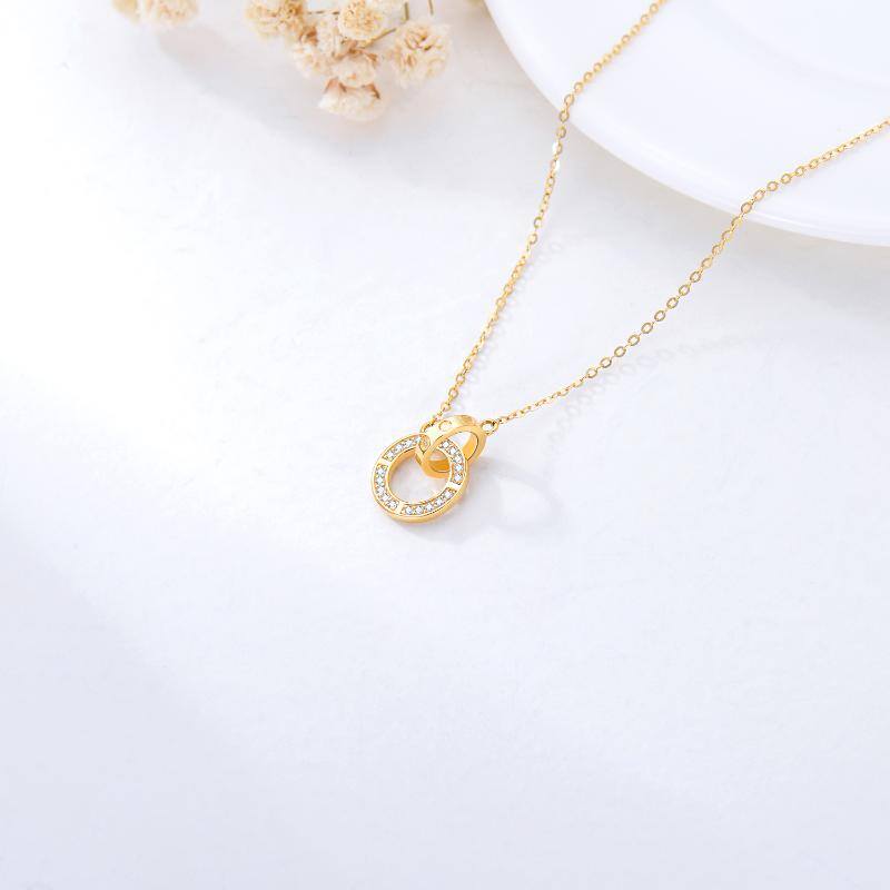 14K Gold Cubic Zirconia Generation Ring Pendant Necklace