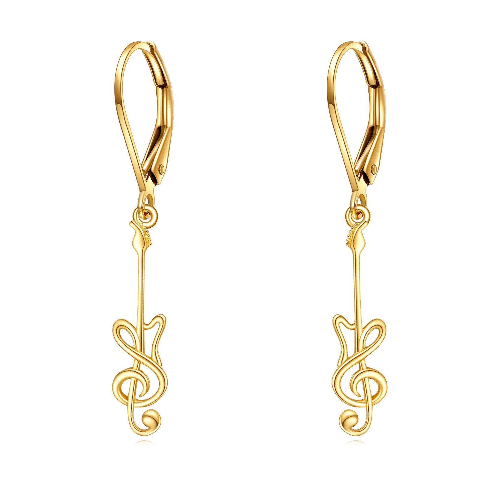 14K Gold Guitar Lever-back Earrings