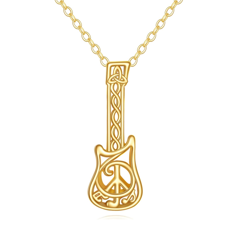 14K Gold Guitar Necklace for Women