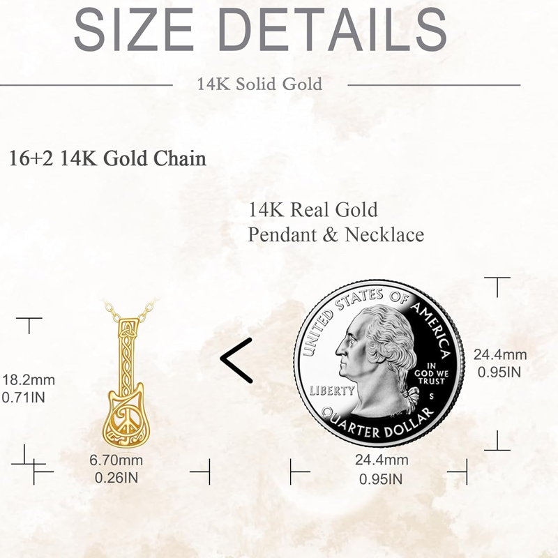 14K Gold Guitar Necklace for Women