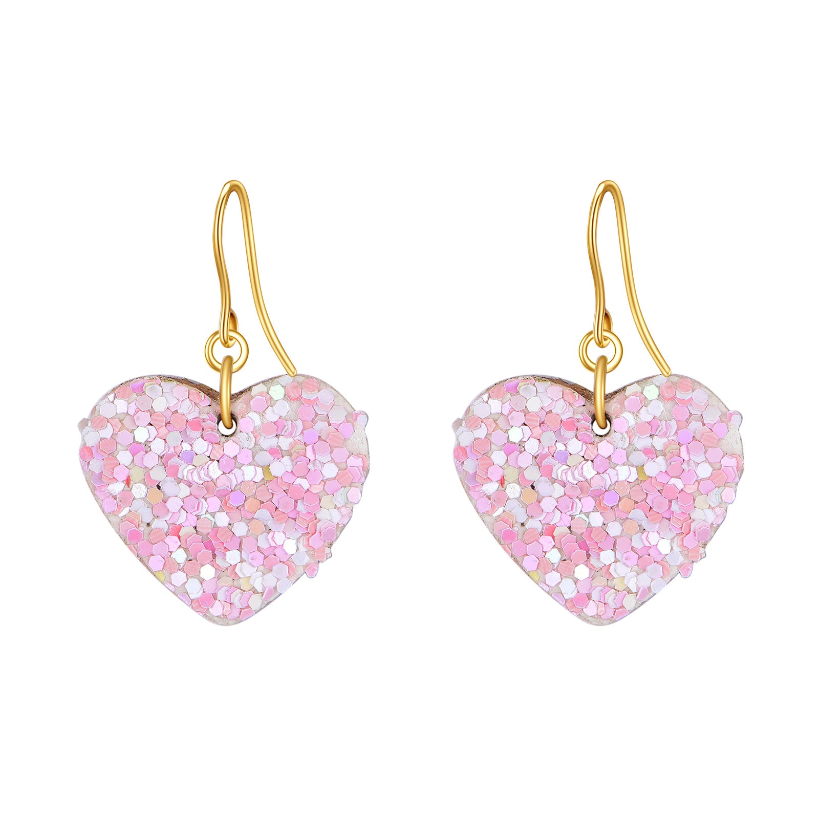 14K Gold Heart Drop Earrings