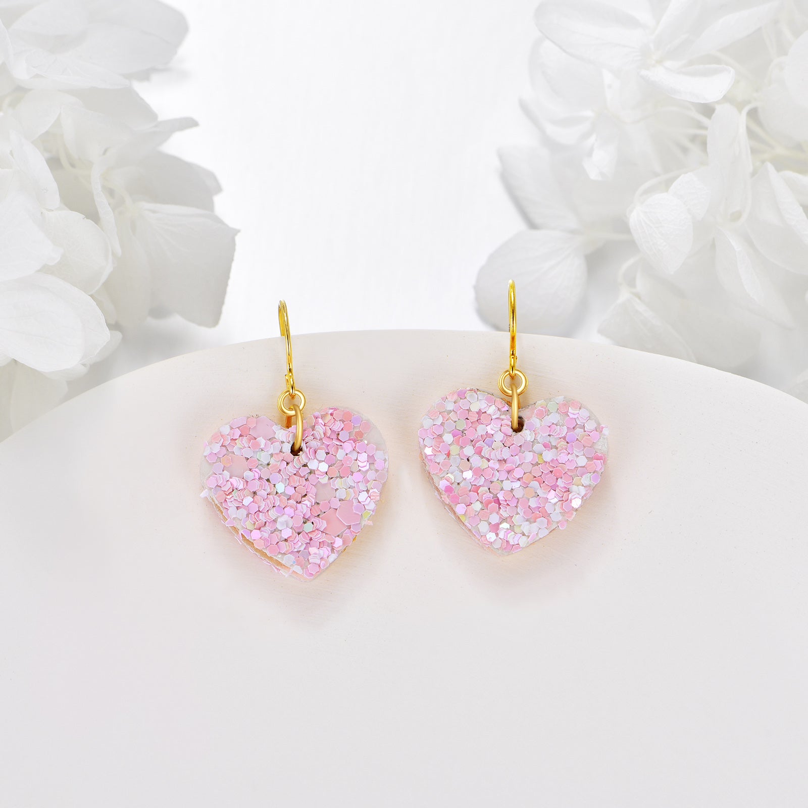 14K Gold Heart Drop Earrings