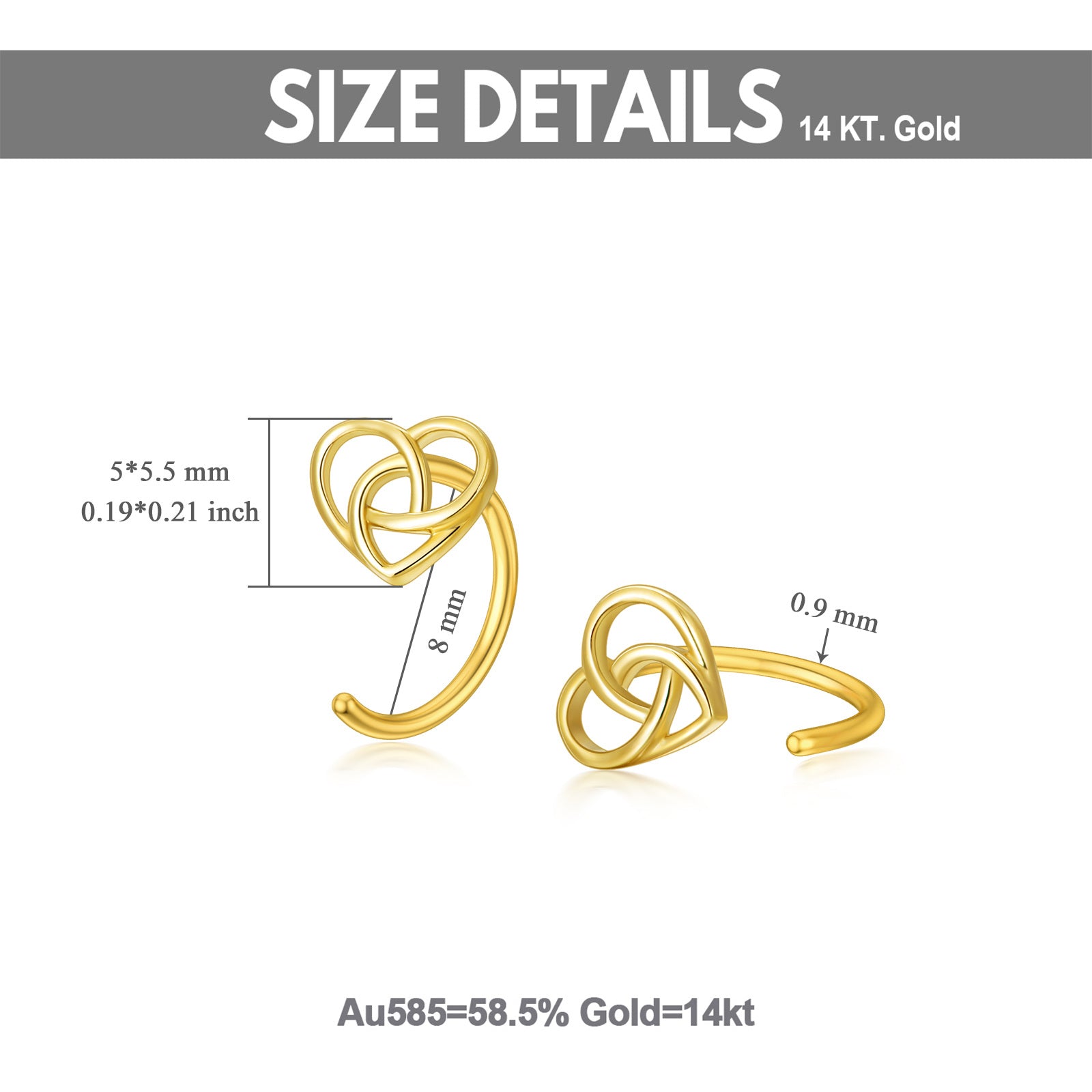 14K Gold Heart Hoop Earrings