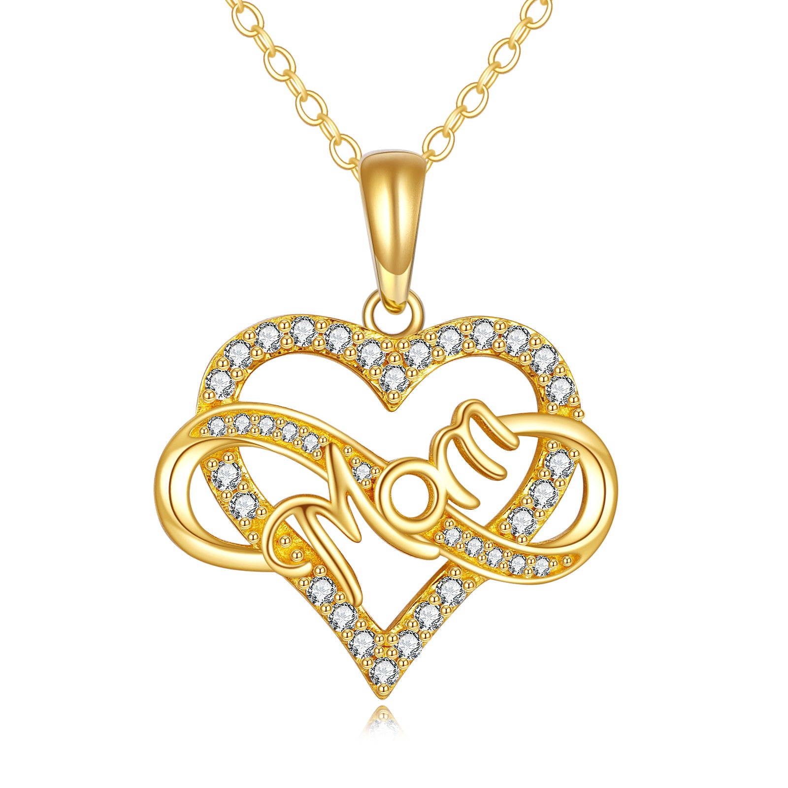 14K Gold Heart Infinity Symbol Mom Necklace