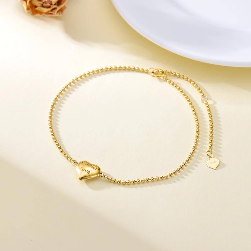 14K Gold Heart Metal Beads Bracelet