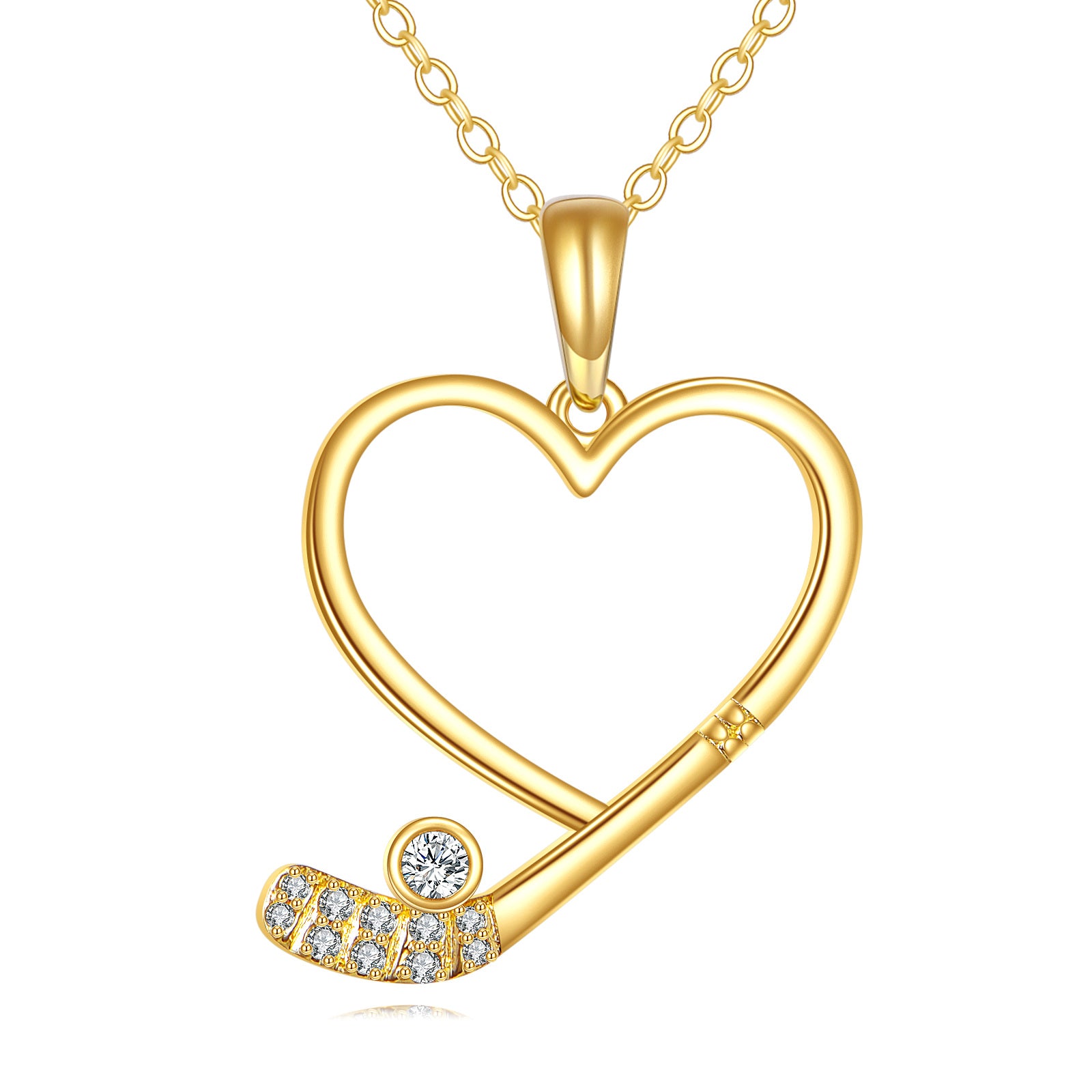 14K Gold Cubic Zirconia Heart Necklace for Women