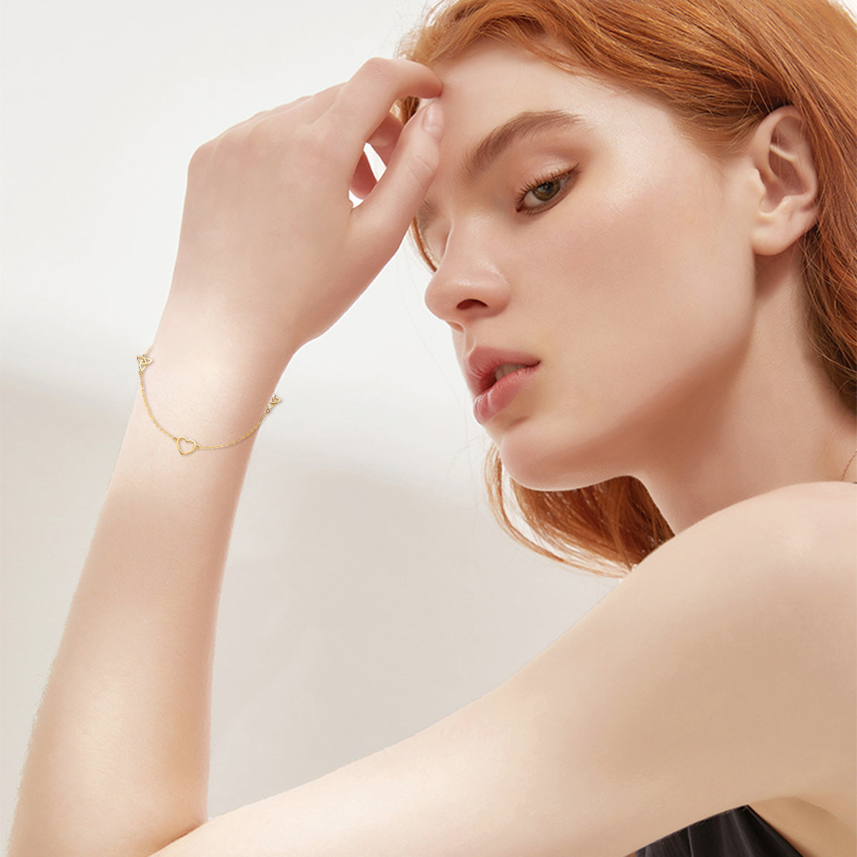 14K Gold Heart Charm Bracelet