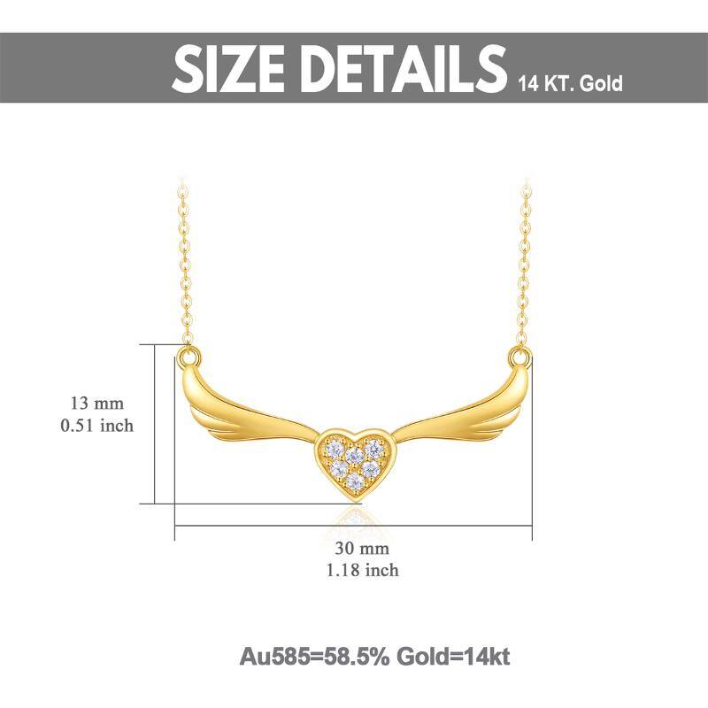 14K Gold Cubic Zirconia Heart Pendant Necklace