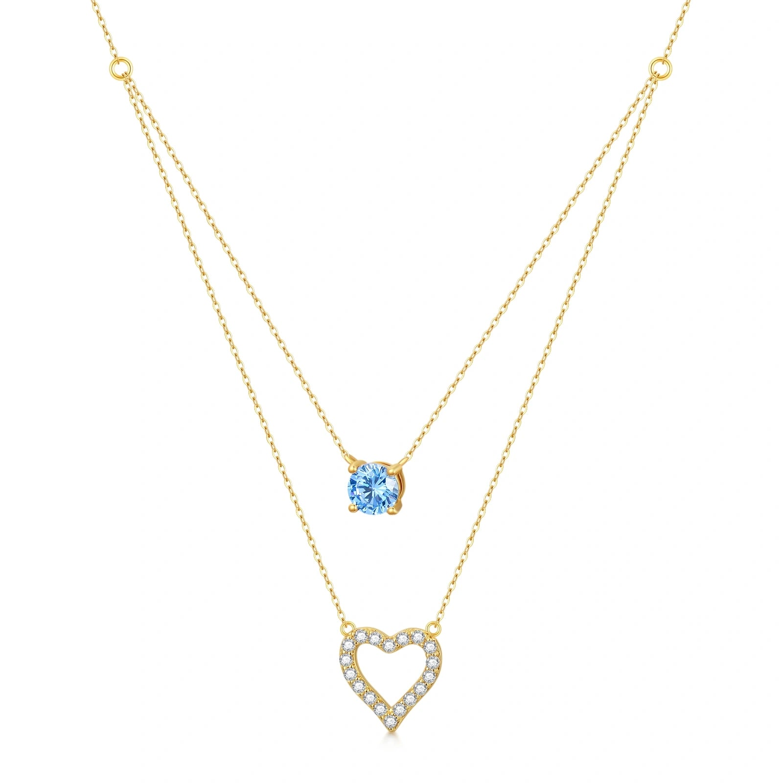 14K Gold Cubic Zirconia Heart Pendant Necklace