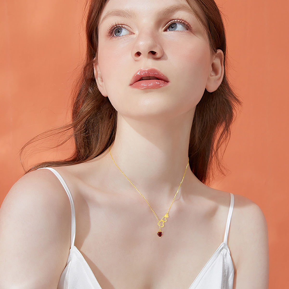 14K Gold Heart Cubic Zirconia Heart With Heart Adjustable Y Necklace For Women Best Friend