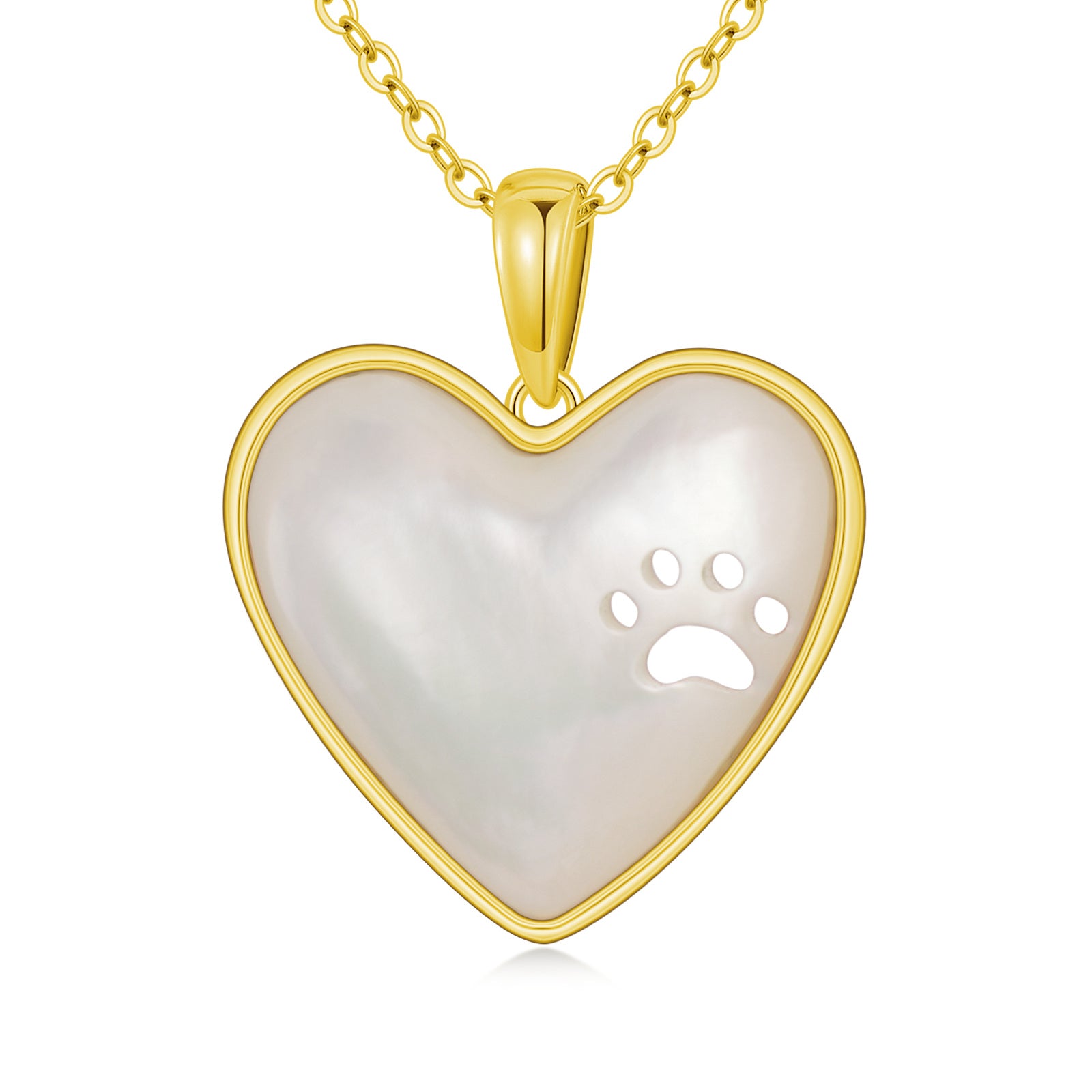 14K Gold Heart Mother Of Pearl Pendant Necklace For Women