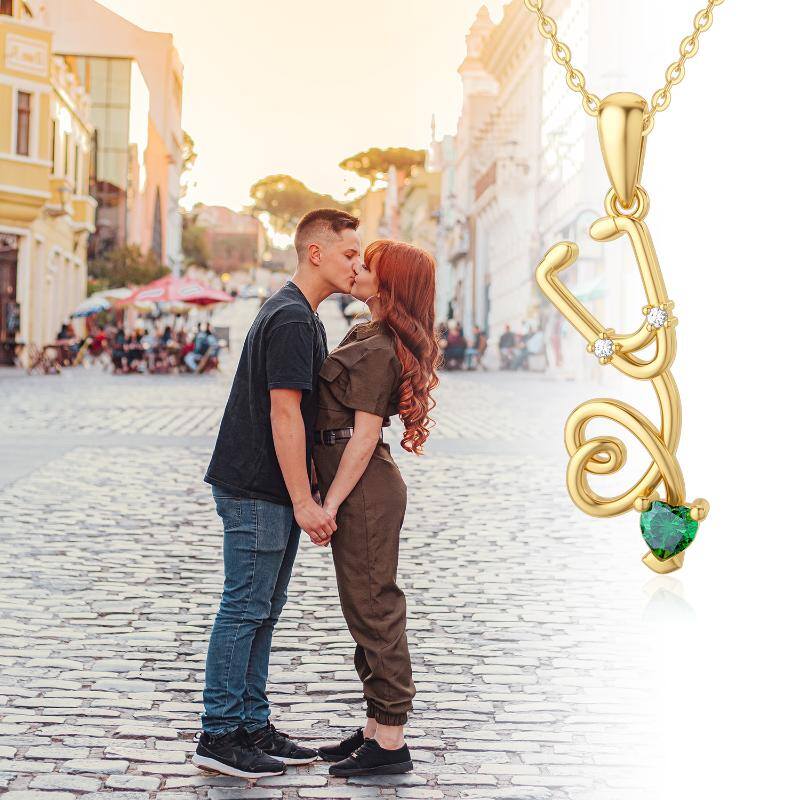 14K Gold Heart Cubic Zirconia Heart & Stethoscope Pendant Necklace For Women