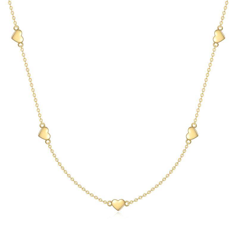 14K Gold Heart Stackable Choker Necklace