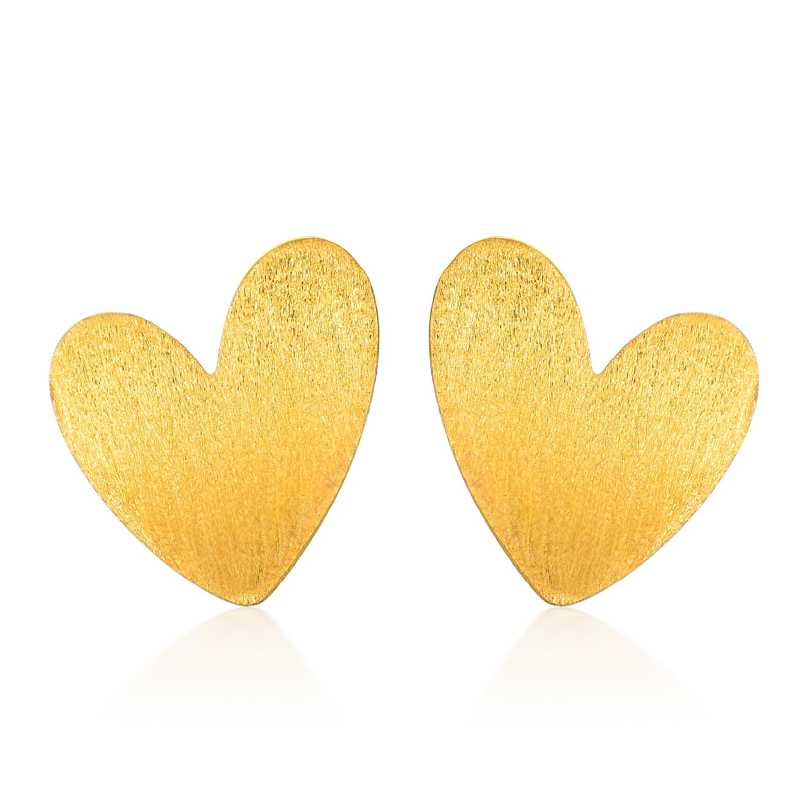 18K Gold Heart Stud Earrings