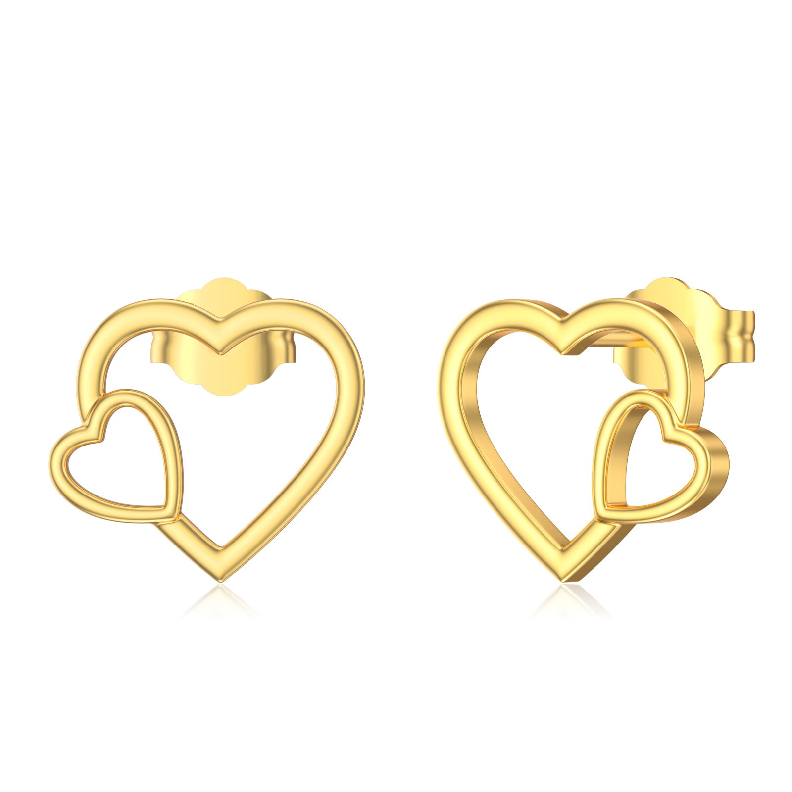 14K Gold Heart Stud Earrings