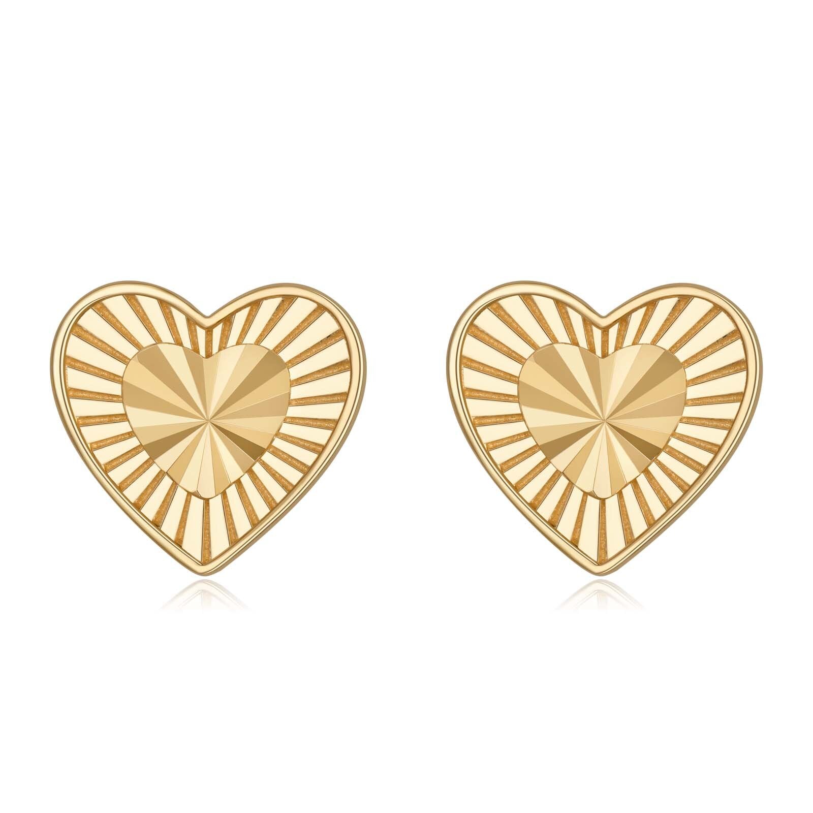 14K Gold Heart Stud Earrings