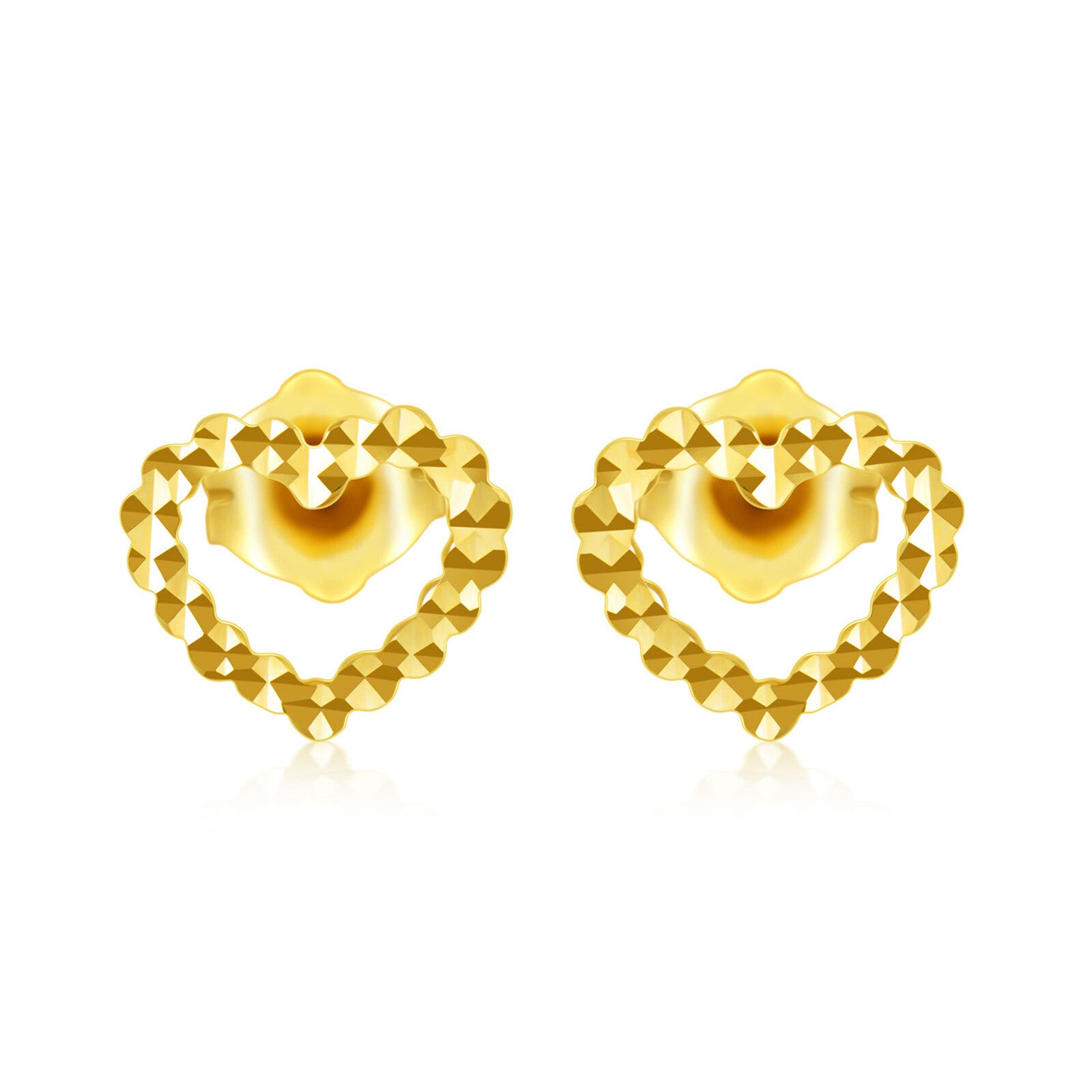 14K Gold Heart Stud Earrings