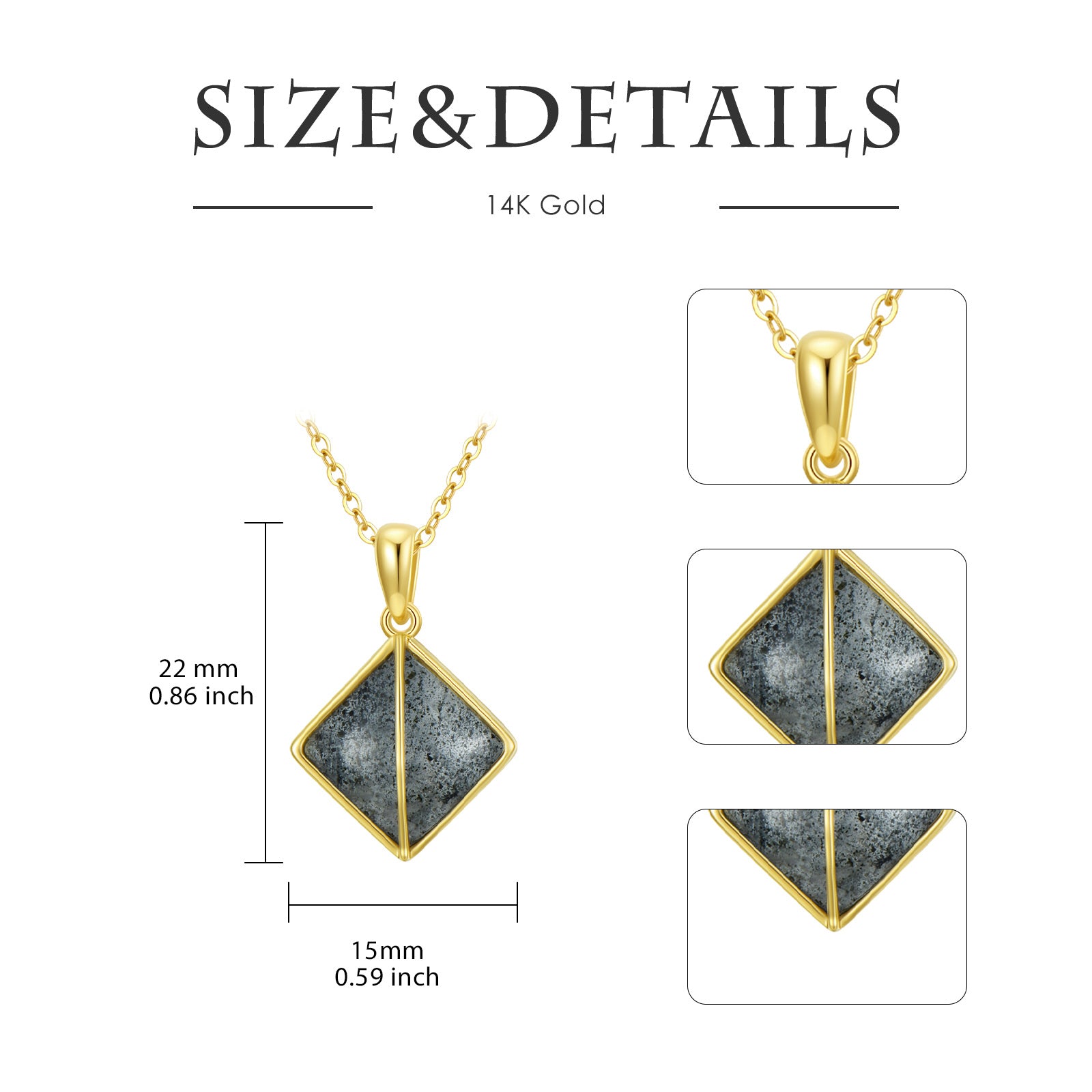 14K Gold Herkimer Diamond Pendant Necklace