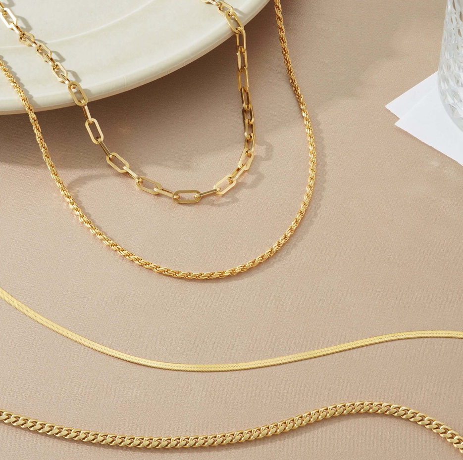 Sterling Silver with Yellow Gold Plated Herringbone Chain Necklace 3mm