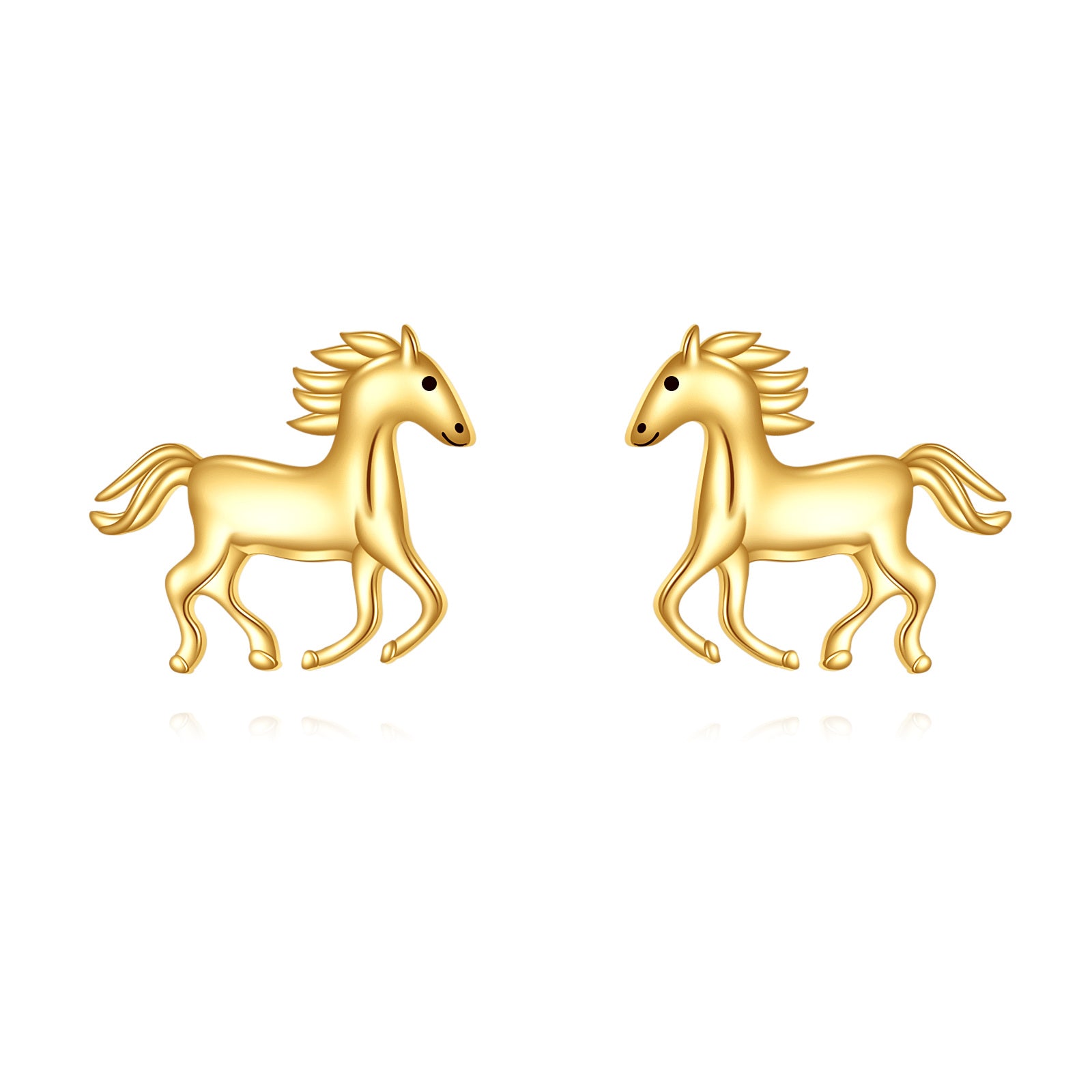 14K Gold Horse Stud Earrings for Women