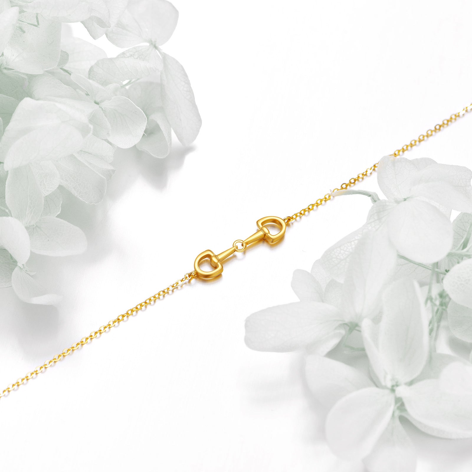 14K Gold Horseshoe Charm Bracelet