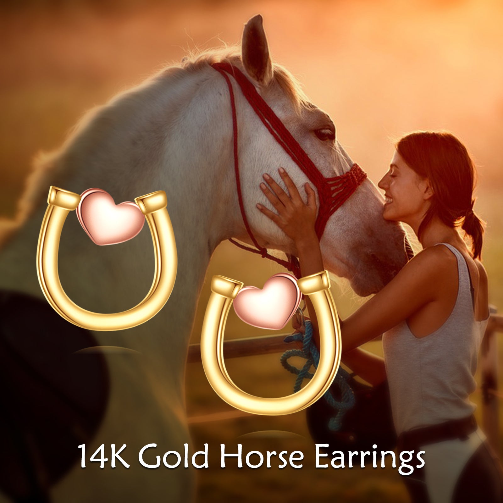 14K Gold Horseshoe Stud Earrings