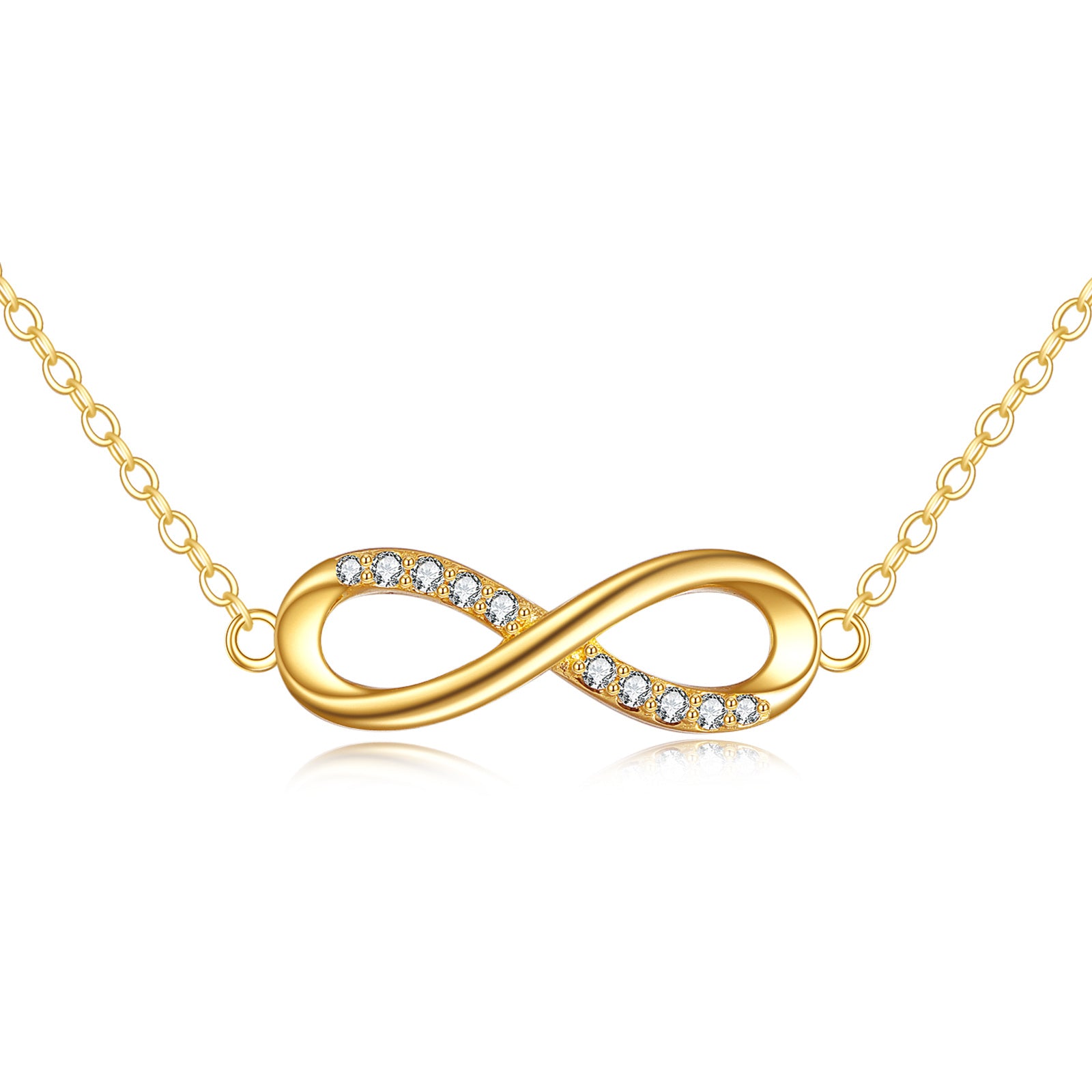 Sterling Silver with Yellow Gold Plated Cubic Zirconia Infinity Symbol Pendant Necklace