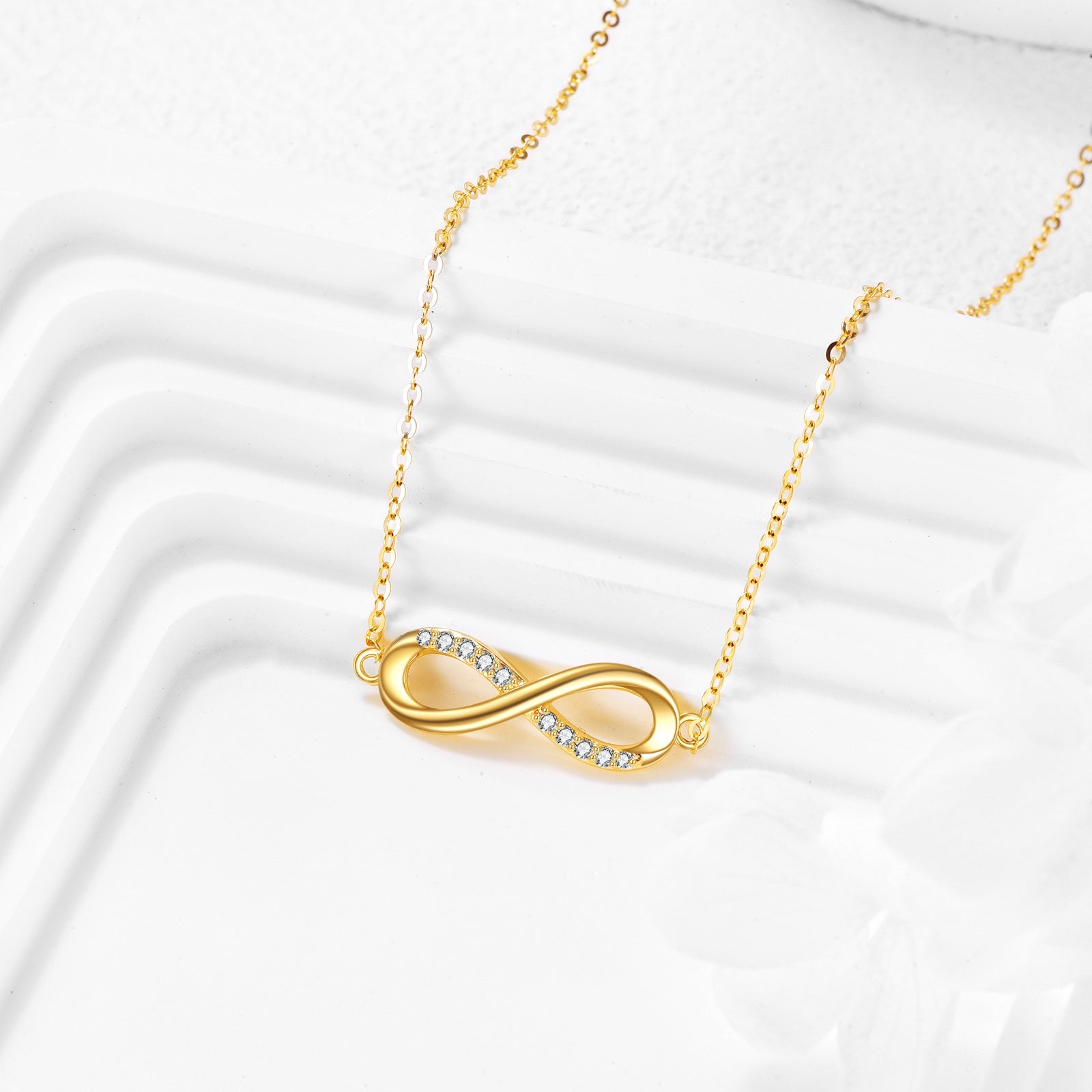 Sterling Silver with Yellow Gold Plated Cubic Zirconia Infinity Symbol Pendant Necklace
